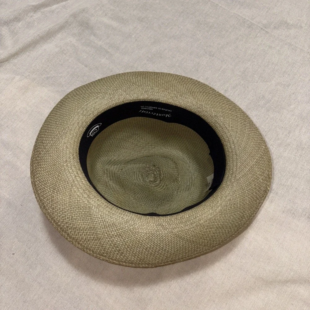 Genuine Montecristi Fedora Hat Size 56 Avocado Green Straw Ecuador Panama UNESCO